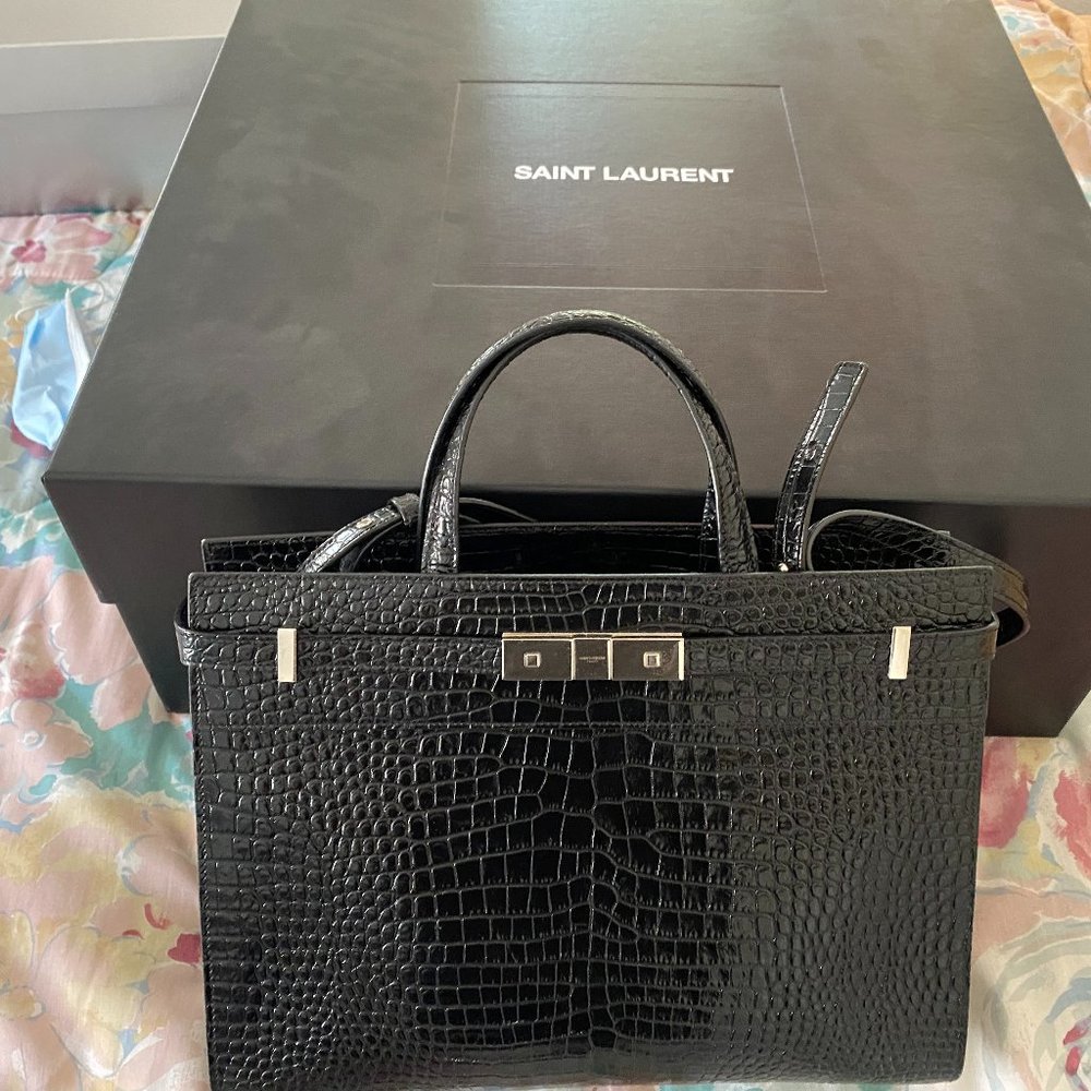SAINT LAURENT Manhattan Small Croco Tote Bag - YSL